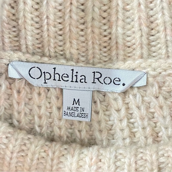 Ophelia Roe Sweater Women's M Beige Turtleneck Cable Knit Cozy Soft Cropped NWT - Picture 8 of 15